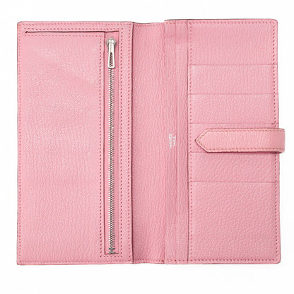 HERMES Bearn Soufflet Bi-fold Long Wallet Chèvre Rose Confetti Silver-Tone Hardware Pre-Owned - Vintage La Charme