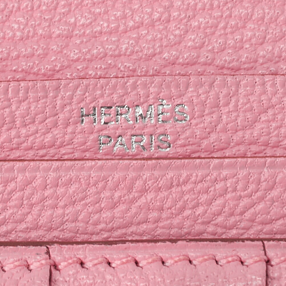 HERMES Bearn Soufflet Bi-fold Long Wallet Chèvre Rose Confetti Silver-Tone Hardware Pre-Owned - Vintage La Charme