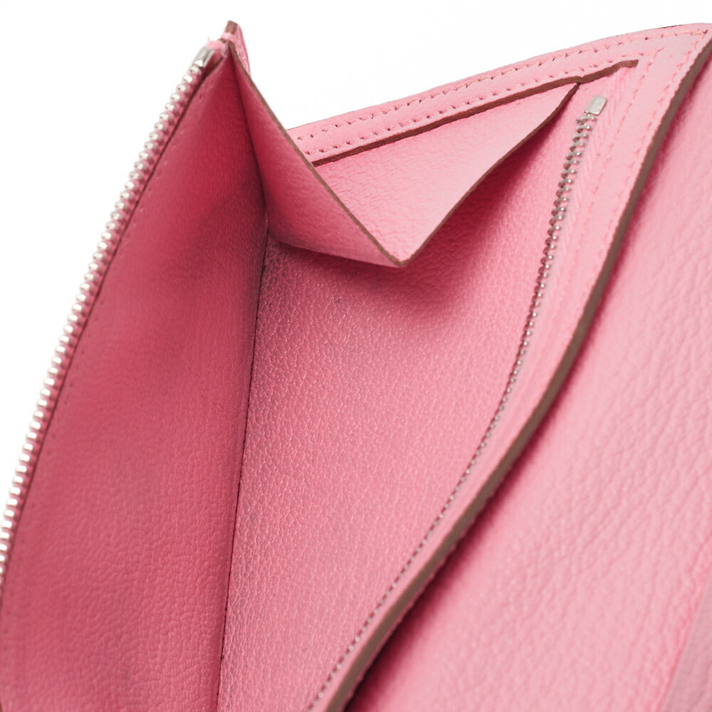 HERMES Bearn Soufflet Bi-fold Long Wallet Chèvre Rose Confetti Silver-Tone Hardware Pre-Owned - Vintage La Charme