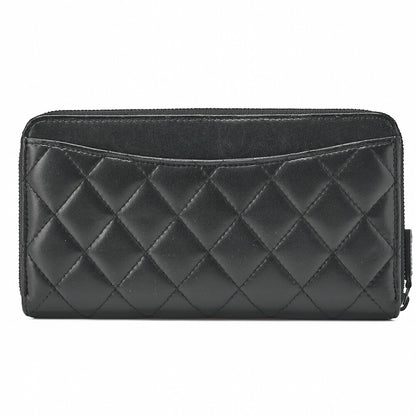 CHANEL Long Wallet Matelasse Lambskin Black Gold-Tone Hardware Pre-Owned - Vintage La Charme
