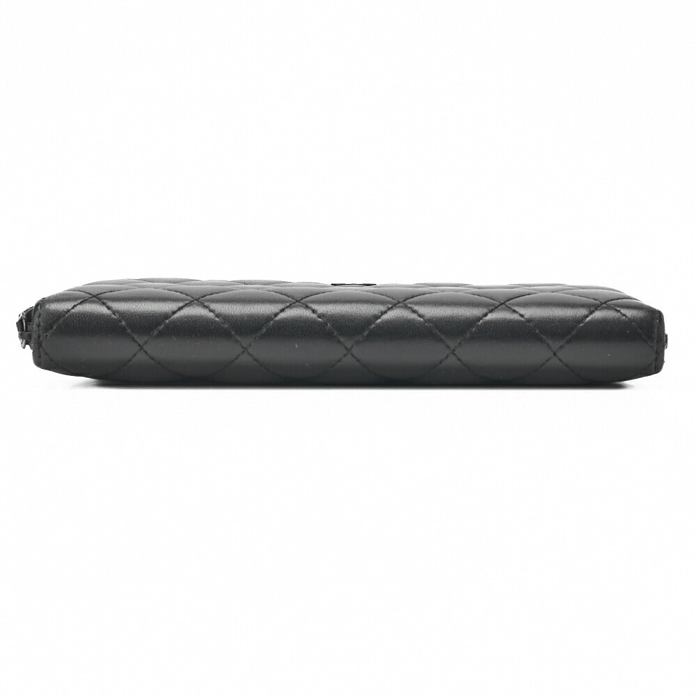 CHANEL Long Wallet Matelasse Lambskin Black Gold-Tone Hardware Pre-Owned - Vintage La Charme