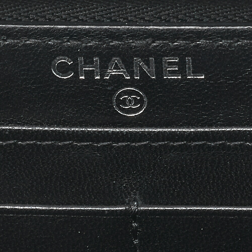 CHANEL Long Wallet Matelasse Lambskin Black Gold-Tone Hardware Pre-Owned - Vintage La Charme