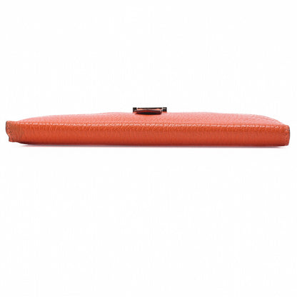 HERMES Bairn Classic Bi-Fold Long Wallet, Chèvre, Orange, Silver-Tone Hardware, Pre-Owned - Vintage La Charme