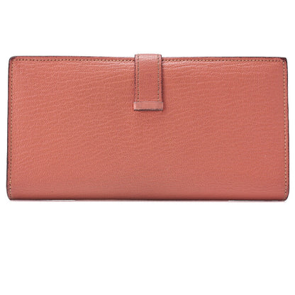 HERMES Bairn Classic Bi-fold Long Wallet Chèvre Crevette Pink Gold-Tone Hardware Pre-Owned - Vintage La Charme