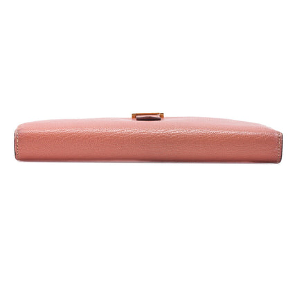 HERMES Bairn Classic Bi-fold Long Wallet Chèvre Crevette Pink Gold-Tone Hardware Pre-Owned - Vintage La Charme