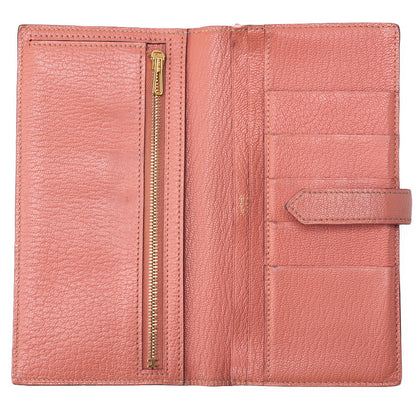HERMES Bairn Classic Bi-fold Long Wallet Chèvre Crevette Pink Gold-Tone Hardware Pre-Owned - Vintage La Charme
