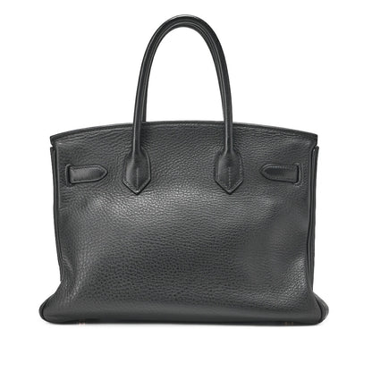 HERMES Birkin 30 Handbag Tryon Clemence Black Gold-Tone Hardware Pre-Owned - Vintage La Charme