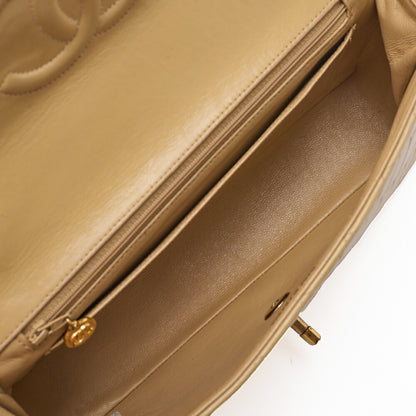 CHANEL Handbag Matelasse Coco Handle Lambskin Beige Gold-Tone Hardware Pre-Owned - Vintage La Charme