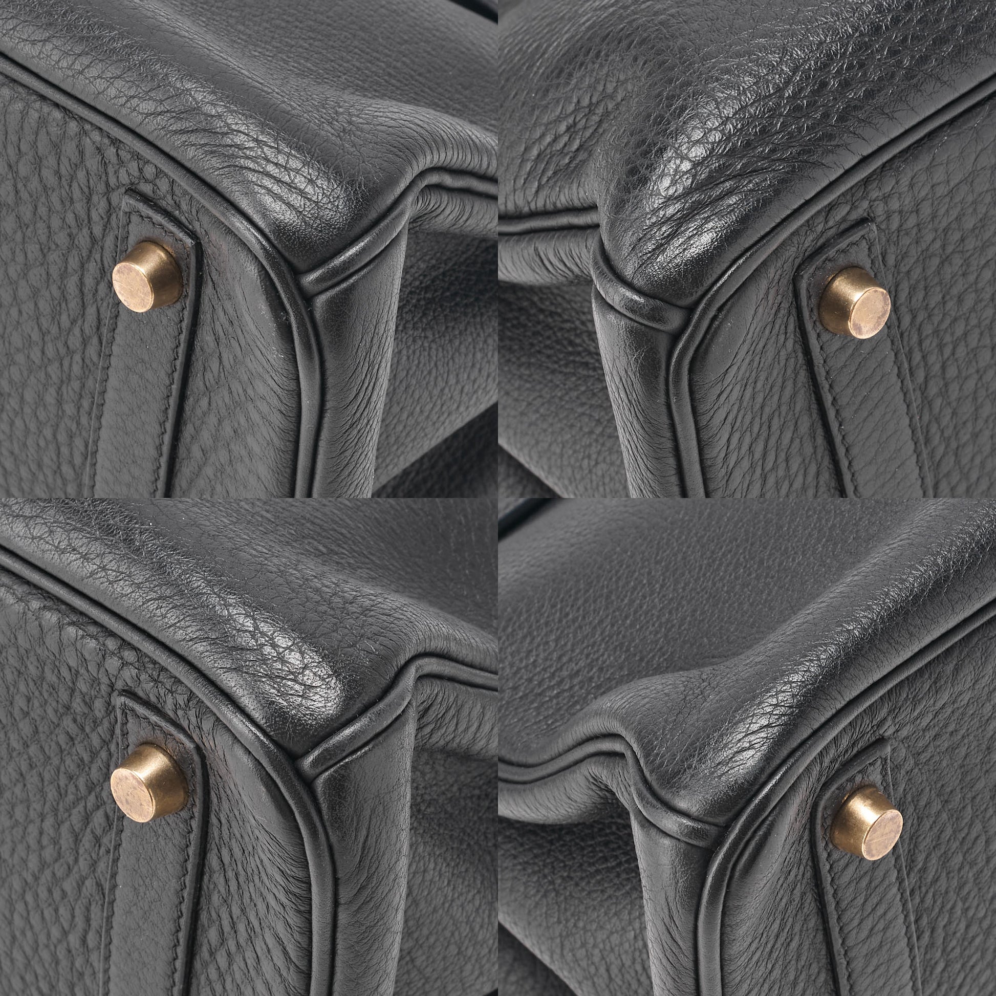 HERMES Birkin 30 Handbag Tryon Clemence Black Gold-Tone Hardware Pre-Owned - Vintage La Charme