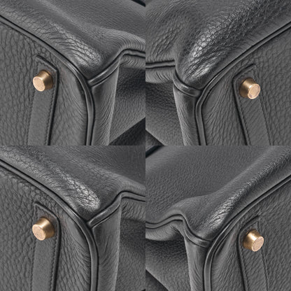 HERMES Birkin 30 Handbag Tryon Clemence Black Gold-Tone Hardware Pre-Owned - Vintage La Charme