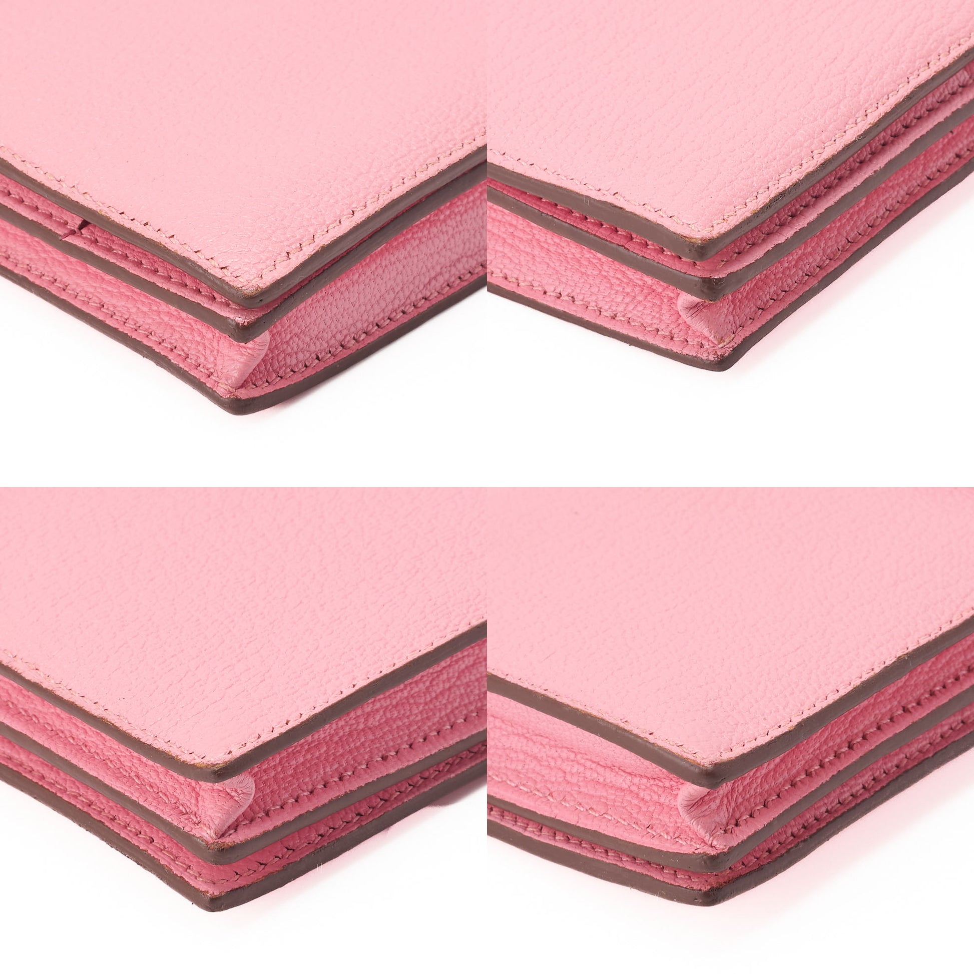 HERMES Bearn Soufflet Bi-fold Long Wallet Chèvre Rose Confetti Silver-Tone Hardware Pre-Owned - Vintage La Charme