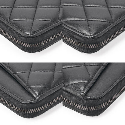 CHANEL Long Wallet Matelasse Lambskin Black Gold-Tone Hardware Pre-Owned - Vintage La Charme