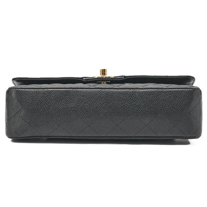 CHANEL Shoulder Bag, Matelasse Turn Lock Double Flap, Caviar Skin, Black, Gold-Tone Hardware, Pre-Owned - Vintage La Charme
