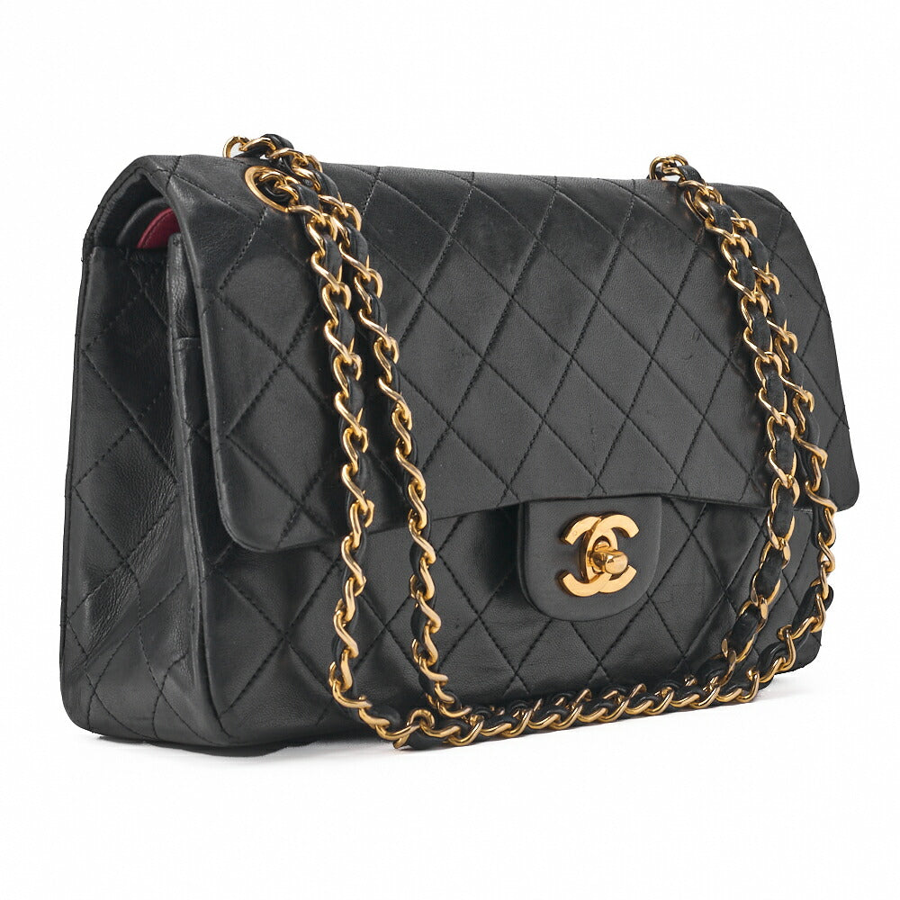 CHANEL Chain Shoulder Bag Matelasse Lambskin Black Gold-Tone Hardware Pre-Owned - Vintage La Charme