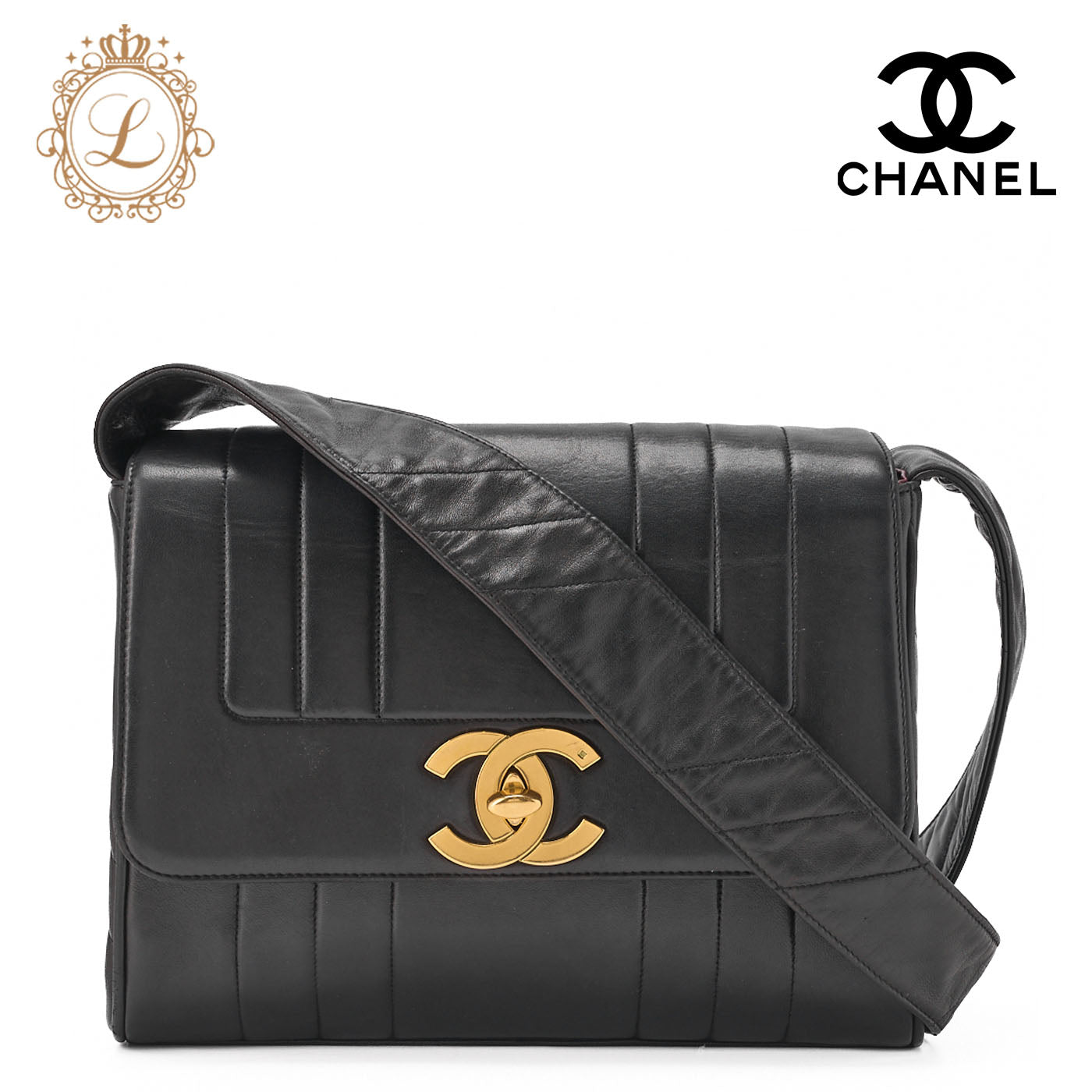 CHANEL Shoulder Bag, Mademoiselle Deca Coco, Lambskin, Black, Gold-Tone Hardware, Pre-Owned - Vintage La Charme