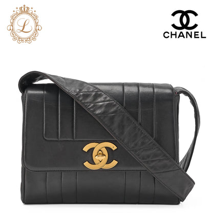 CHANEL Shoulder Bag, Mademoiselle Deca Coco, Lambskin, Black, Gold-Tone Hardware, Pre-Owned - Vintage La Charme