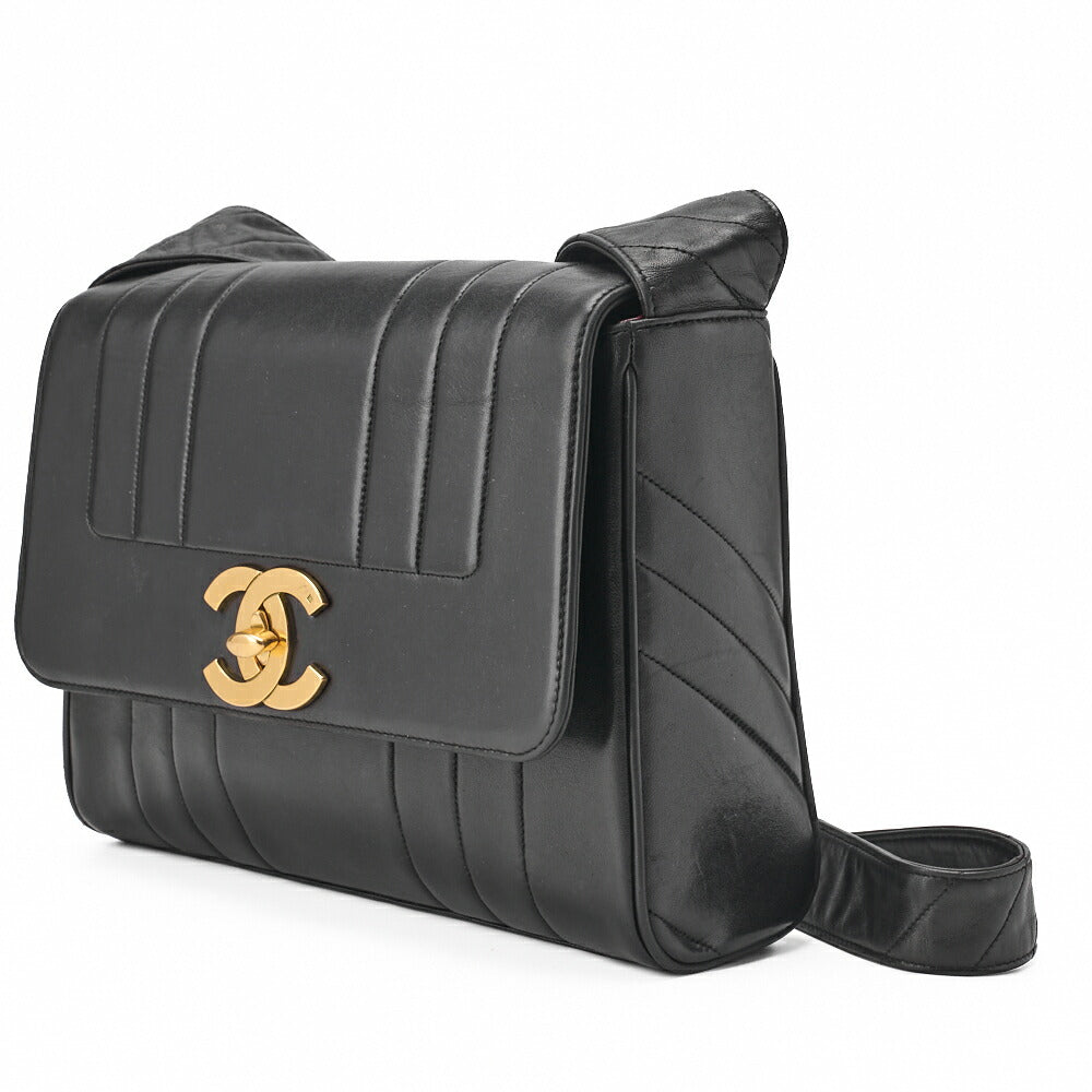 CHANEL Shoulder Bag, Mademoiselle Deca Coco, Lambskin, Black, Gold-Tone Hardware, Pre-Owned - Vintage La Charme