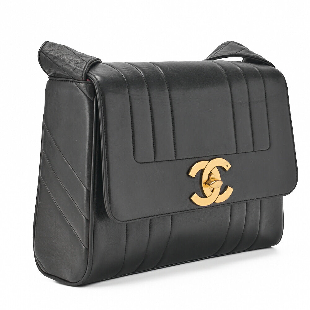 CHANEL Shoulder Bag, Mademoiselle Deca Coco, Lambskin, Black, Gold-Tone Hardware, Pre-Owned - Vintage La Charme