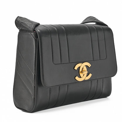 CHANEL Shoulder Bag, Mademoiselle Deca Coco, Lambskin, Black, Gold-Tone Hardware, Pre-Owned - Vintage La Charme