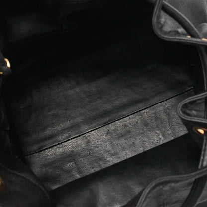 CHANEL Shoulder Bag Drawstring Type Coco Mark Lambskin Black Gold-Tone Hardware Pre-Owned - Vintage La Charme