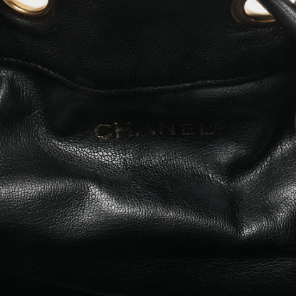 CHANEL Shoulder Bag Drawstring Type Coco Mark Lambskin Black Gold-Tone Hardware Pre-Owned - Vintage La Charme