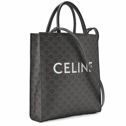 CELINE Medium Tote Bag, Triomphe Canvas, Black, Gold-Tone Hardware, Pre-Owned - Vintage La Charme