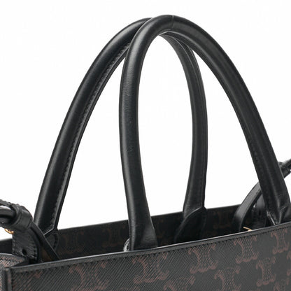 CELINE Medium Tote Bag, Triomphe Canvas, Black, Gold-Tone Hardware, Pre-Owned - Vintage La Charme
