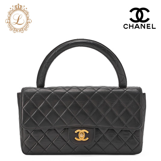 CHANEL Handbag Matelasse Coco Handle Lambskin Black Gold-Tone Hardware Pre-Owned - Vintage La Charme