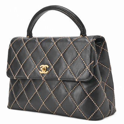 CHANEL Tote Bag, Coco Mark Wild Stitch Turn Lock, Calfskin, Black, Gold-Tone Hardware, Pre-Owned - Vintage La Charme