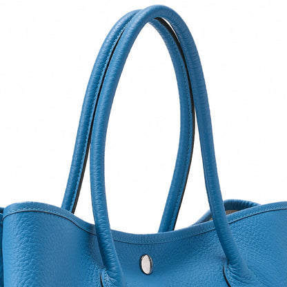 HERMES Garden Party PM Tote Bag, Negonda Leather, Turquoise, Silver-Tone Hardware, Pre-Owned - Vintage La Charme