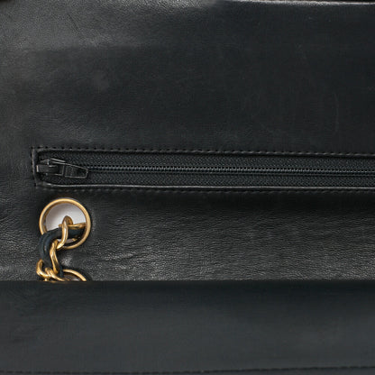 CHANEL Shoulder Bag Matelasse Double Flap Chain Lambskin Black Gold-Tone Hardware Pre-Owned - Vintage La Charme