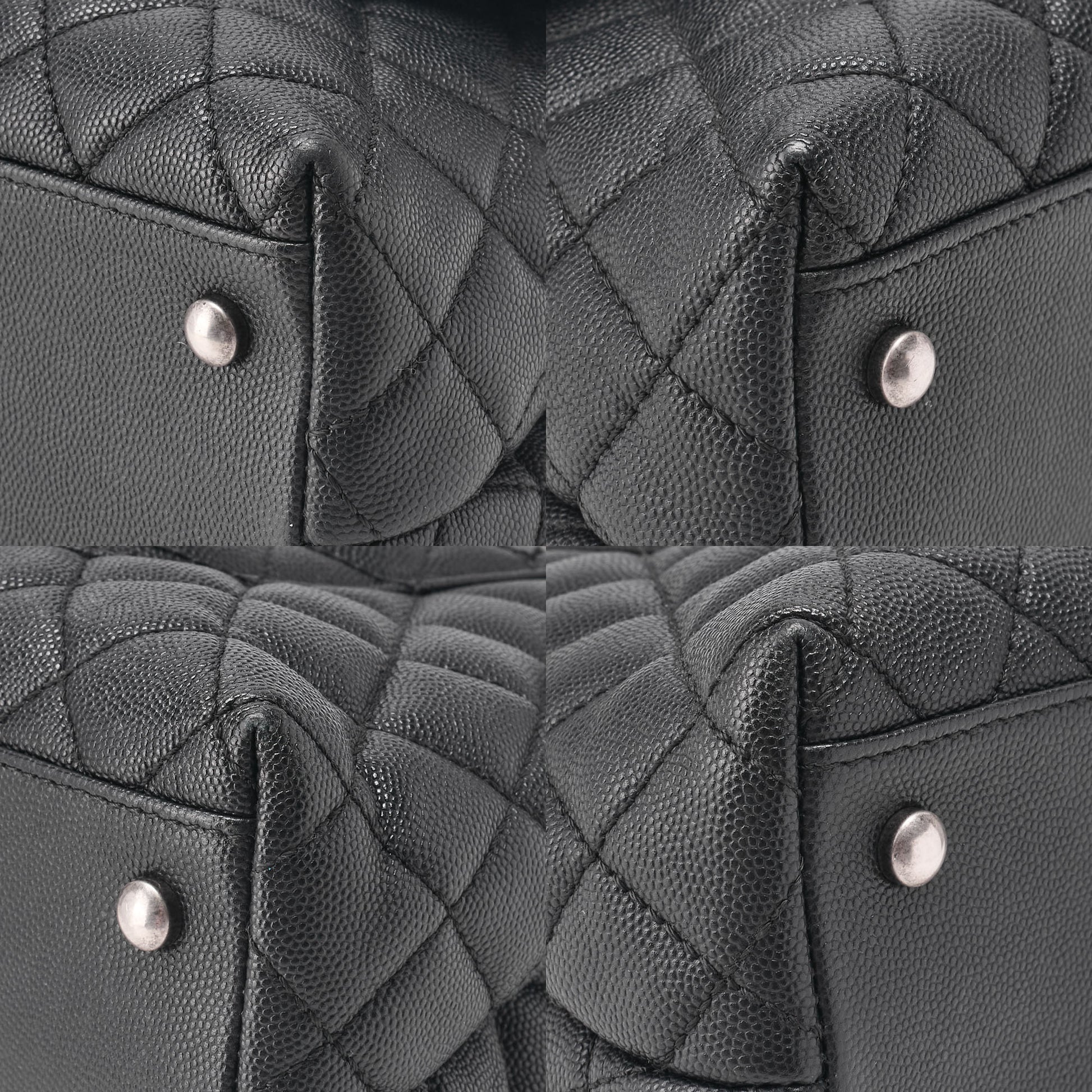 Chanel Shoulder Bag Matelasse Coco Handle 2WAY Caviar Skin Black Silver-Tone Hardware Pre-Owned - Vintage La Charme
