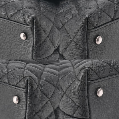Chanel Shoulder Bag Matelasse Coco Handle 2WAY Caviar Skin Black Silver-Tone Hardware Pre-Owned - Vintage La Charme
