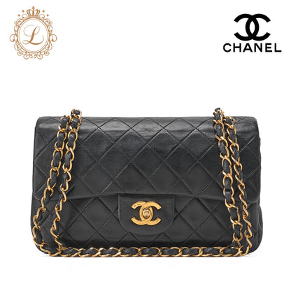 CHANEL Shoulder Bag Matelasse 23 Double Flap Chain Lambskin Black Gold-Tone Hardware Pre-Owned - Vintage La Charme