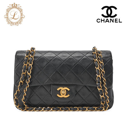 CHANEL Shoulder Bag Matelasse 23 Double Flap Chain Lambskin Black Gold-Tone Hardware Pre-Owned - Vintage La Charme