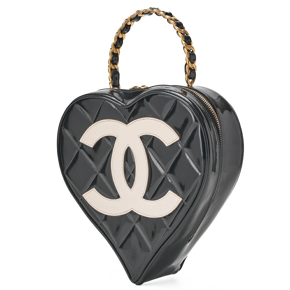 CHANEL Handbag Matelasse Coco Mark Heart Canvas Black Gold-Tone Hardware Pre-Owned - Vintage La Charme