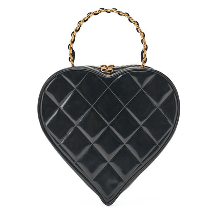 CHANEL Handbag Matelasse Coco Mark Heart Canvas Black Gold-Tone Hardware Pre-Owned - Vintage La Charme