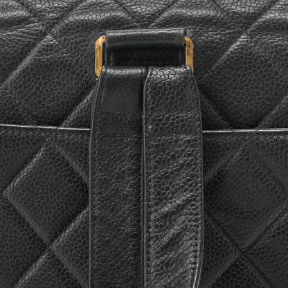 CHANEL Chain Backpack Bag, Matelasse, Turn Lock, Caviar Skin, Black, Gold-Tone Hardware, Pre-Owned - Vintage La Charme