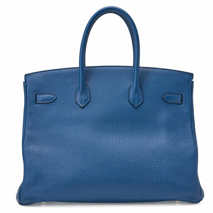 HERMES Birkin 35 Handbag Tryon Clément Leather Blue Izmir Gold-Tone Hardware Pre-Owned - Vintage La Charme