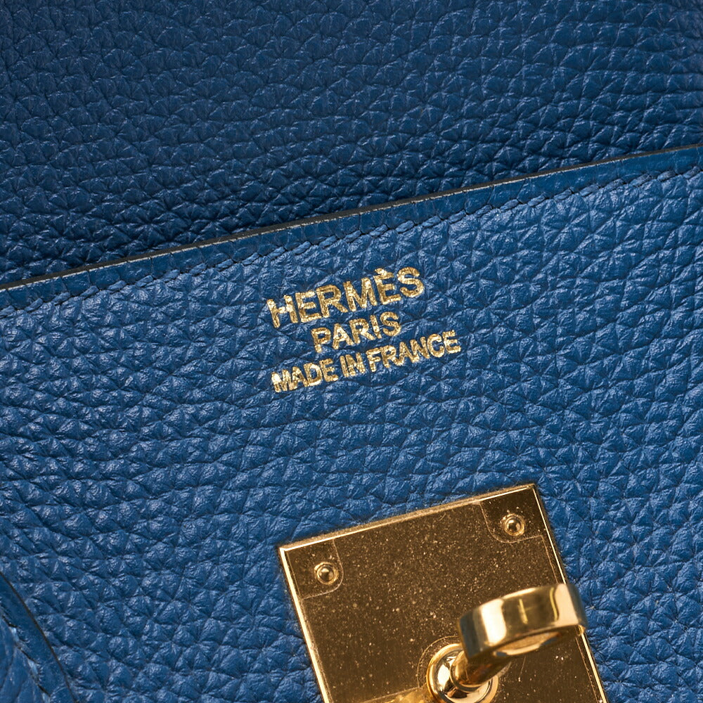 HERMES Birkin 35 Handbag Tryon Clément Leather Blue Izmir Gold-Tone Hardware Pre-Owned - Vintage La Charme