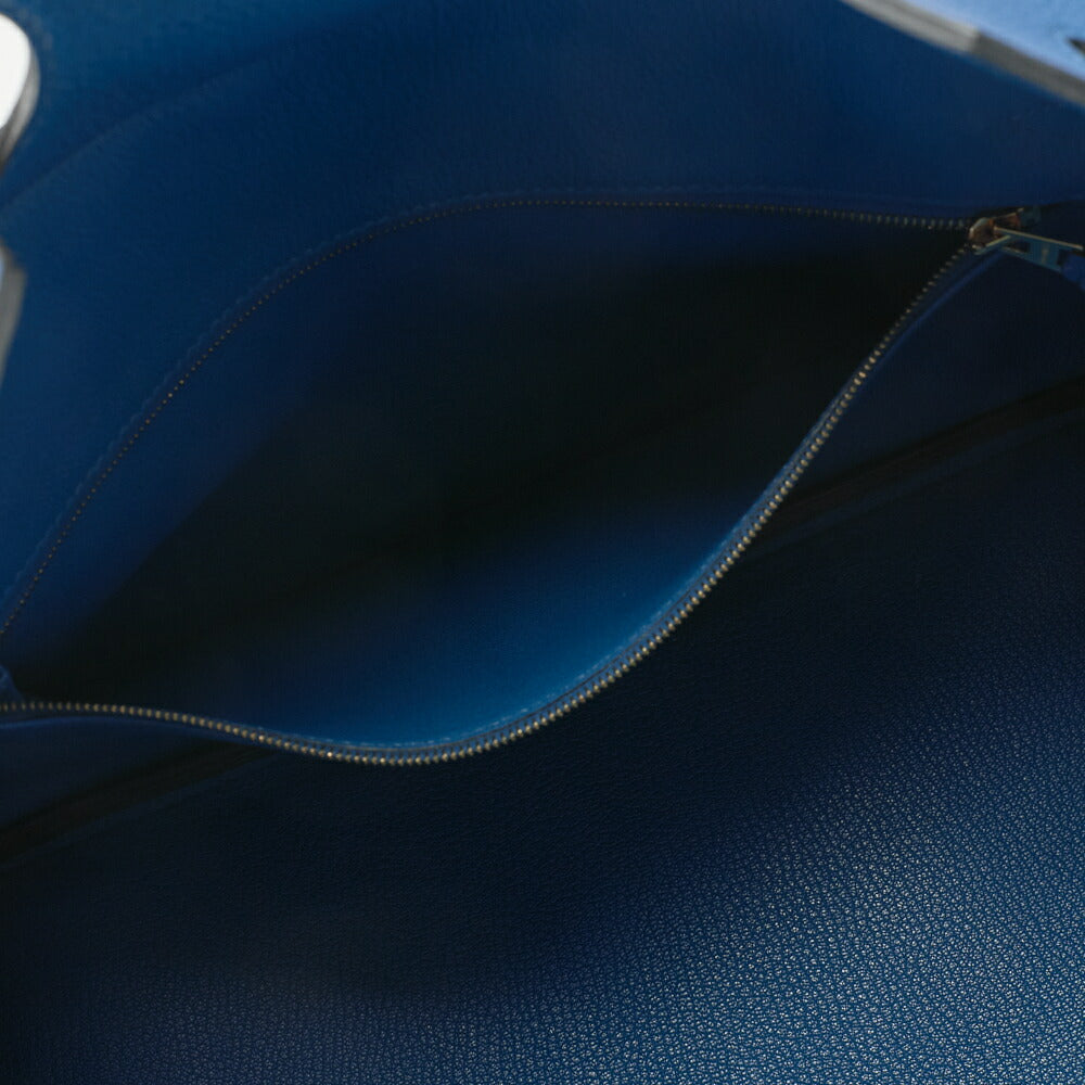 HERMES Birkin 35 Handbag Tryon Clément Leather Blue Izmir Gold-Tone Hardware Pre-Owned - Vintage La Charme