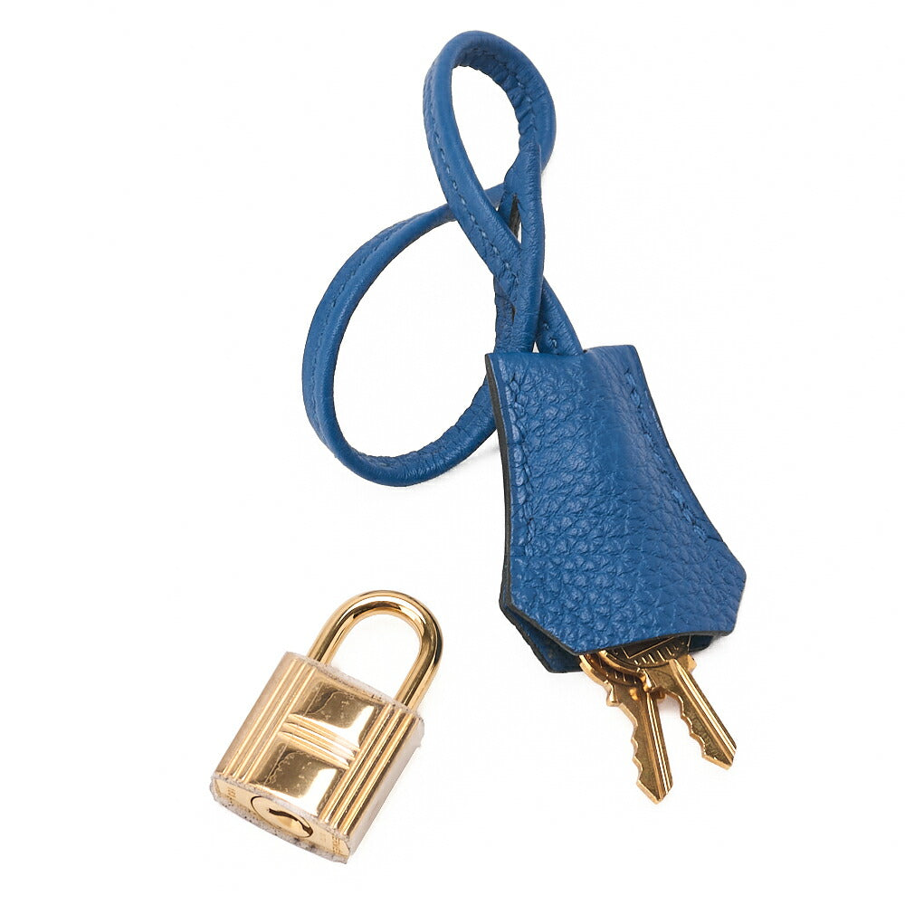 HERMES Birkin 35 Handbag Tryon Clément Leather Blue Izmir Gold-Tone Hardware Pre-Owned - Vintage La Charme