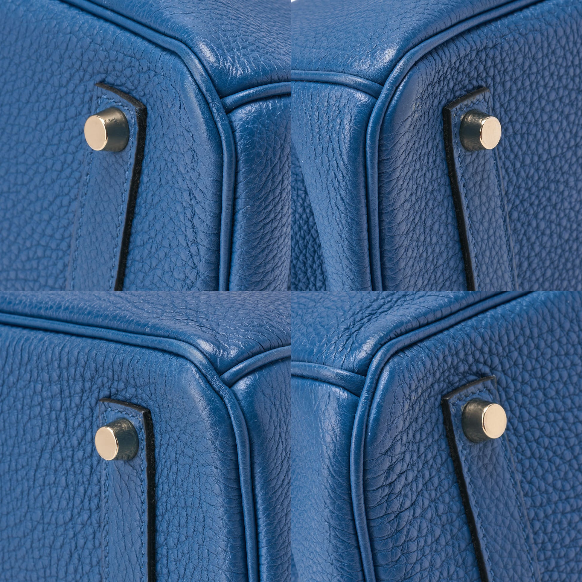 HERMES Birkin 35 Handbag Tryon Clément Leather Blue Izmir Gold-Tone Hardware Pre-Owned - Vintage La Charme
