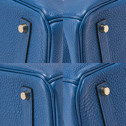 HERMES Birkin 35 Handbag Tryon Clément Leather Blue Izmir Gold-Tone Hardware Pre-Owned - Vintage La Charme