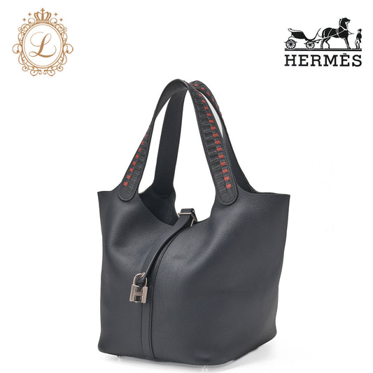 HERMES Handbag Picotan Lock MM Epson Brood de Prusse Blue Silver-Tone Hardware Pre-Owned - Vintage La Charme