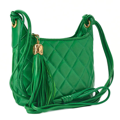 CHANEL Shoulder Bag, Matelasse Fringe, Lambskin, Green, Gold-Tone Hardware, Pre-Owned - Vintage La Charme