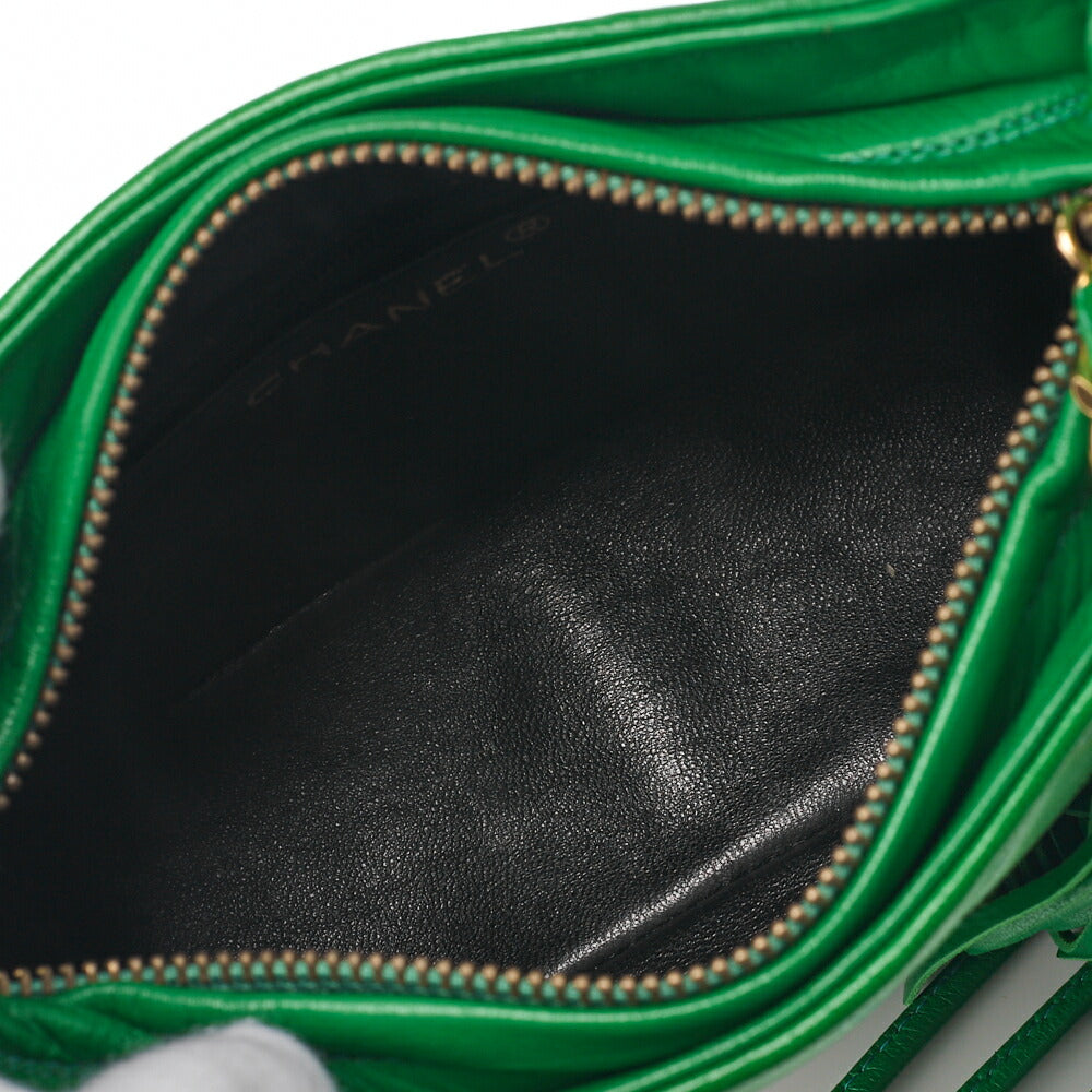 CHANEL Shoulder Bag, Matelasse Fringe, Lambskin, Green, Gold-Tone Hardware, Pre-Owned - Vintage La Charme