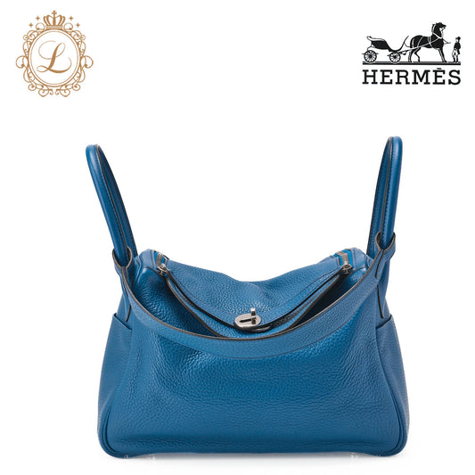 HERMES Lindy 30 2WAY Shoulder Bag Tryon Clemence Blue Iris Silver-Tone Hardware Pre-Owned - Vintage La Charme
