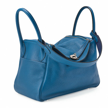 HERMES Lindy 30 2WAY Shoulder Bag Tryon Clemence Blue Iris Silver-Tone Hardware Pre-Owned - Vintage La Charme