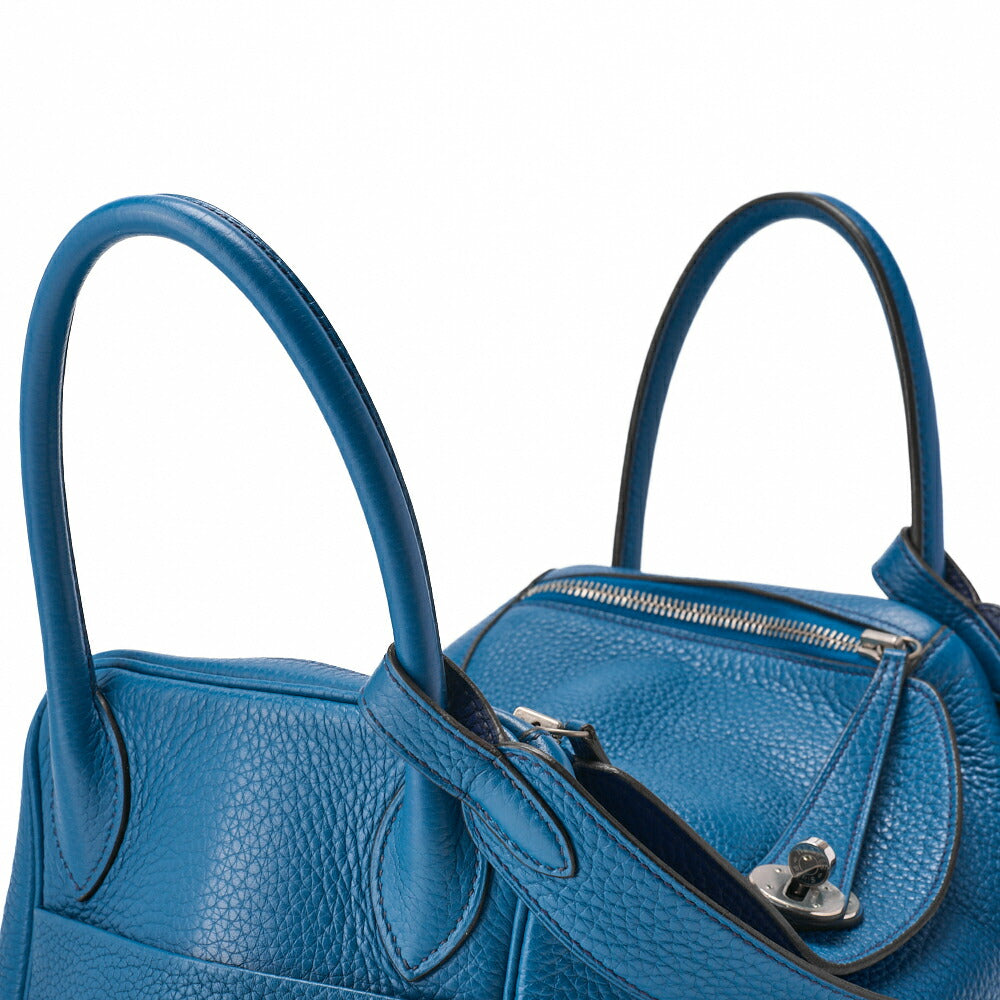 HERMES Lindy 30 2WAY Shoulder Bag Tryon Clemence Blue Iris Silver-Tone Hardware Pre-Owned - Vintage La Charme